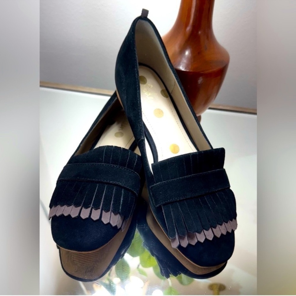 Boden Shoes 39 Melody Black Suede Leather Loafers